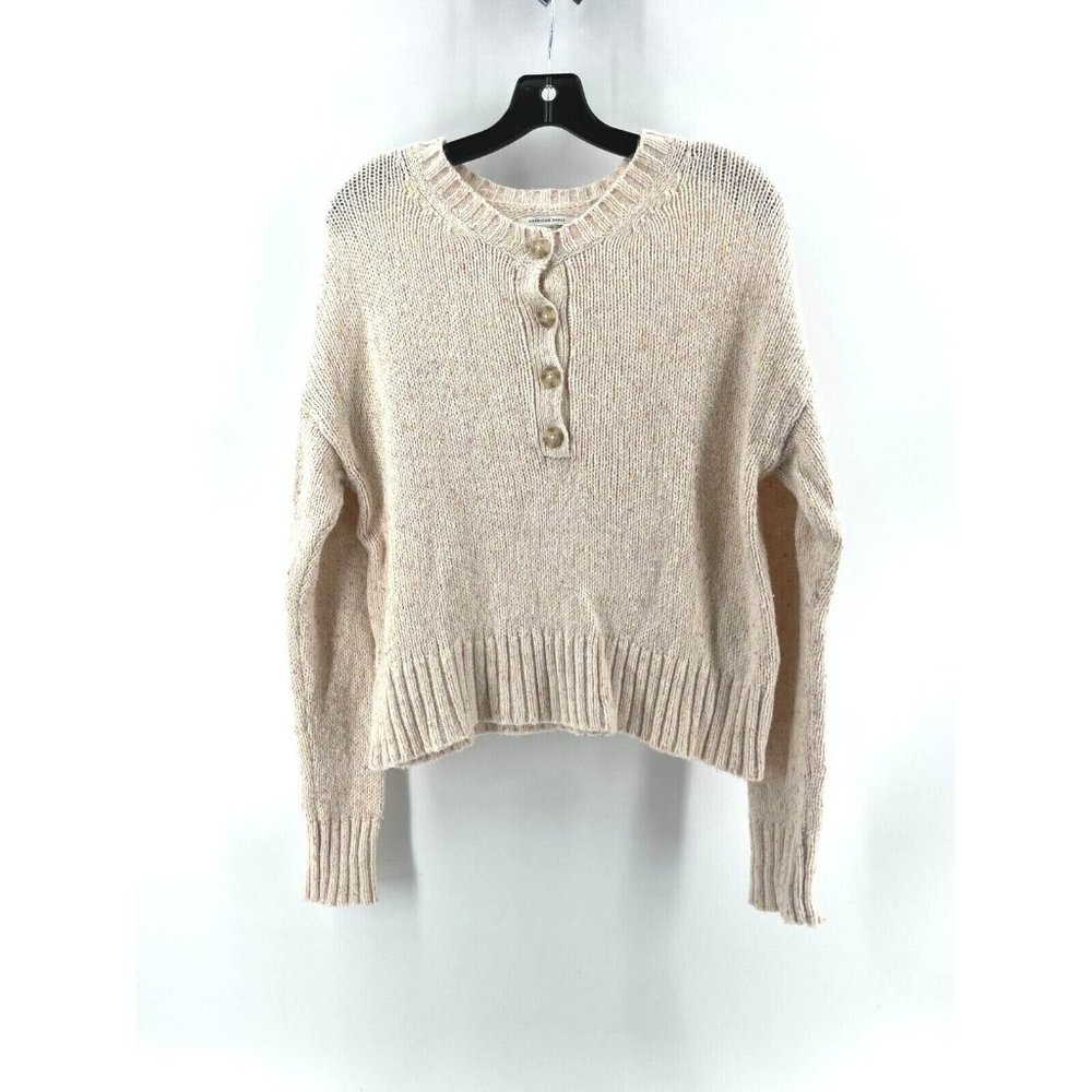 American Eagle Outfitters Women's Pink Knit 1/2 Button Pullover Sweater Size XS